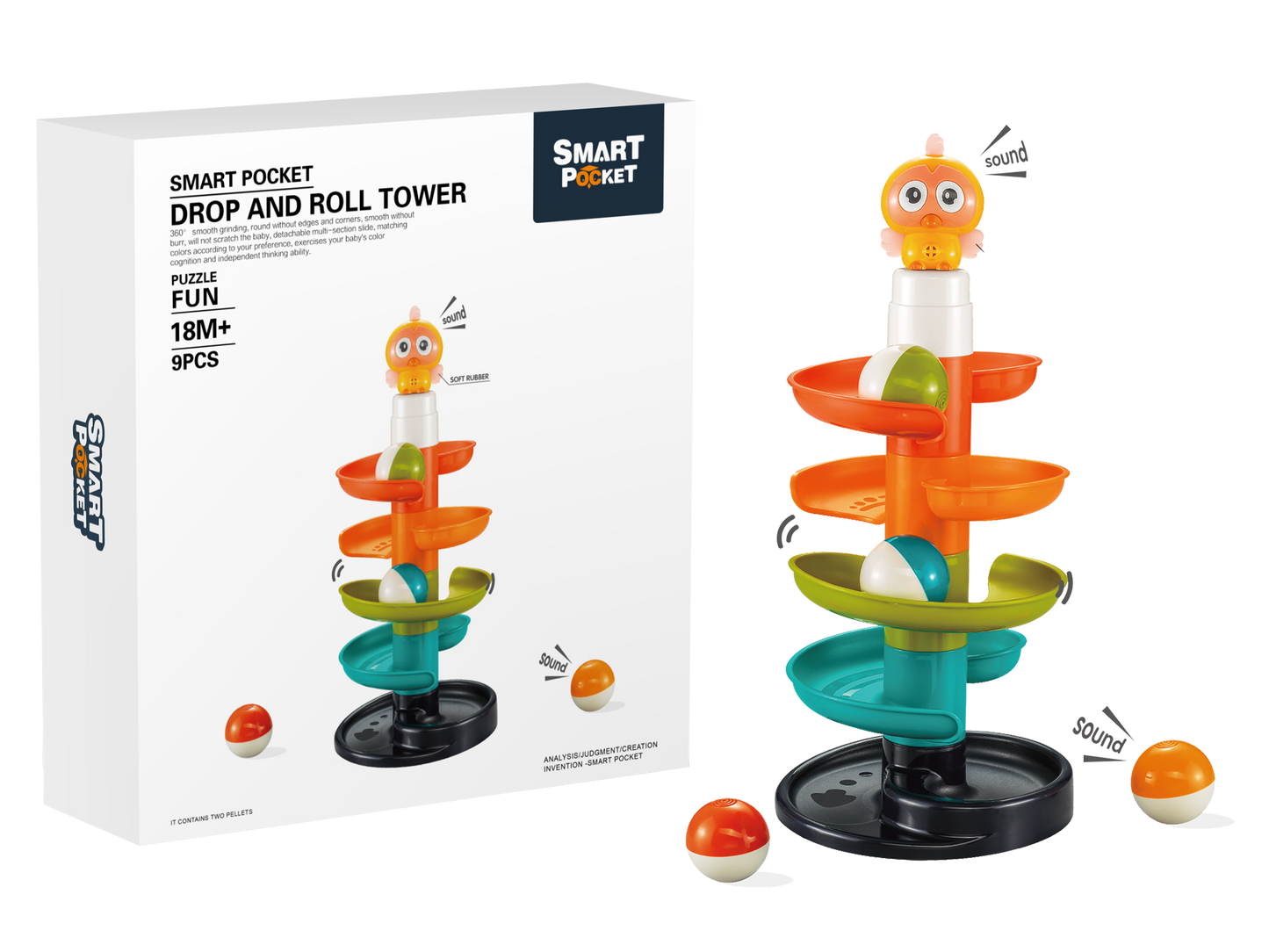 Drop and Roll Tower Puzzel Fun