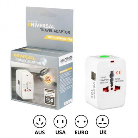 All in 1 Universal Travel Adapter with Built in USB Charger Ports