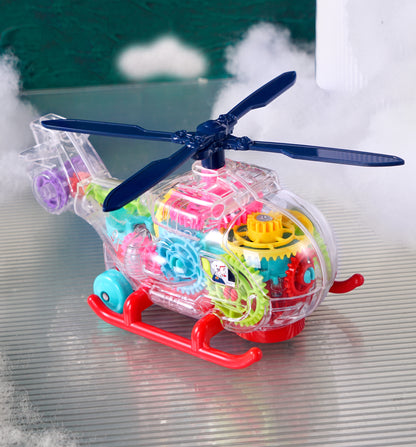 Baby Toy Transparent Gear Helicopter with 3D Light & Sound