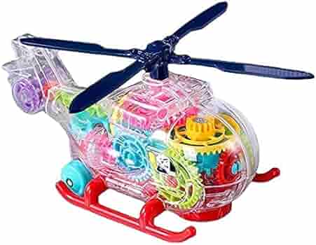 Baby Toy Transparent Gear Helicopter with 3D Light & Sound