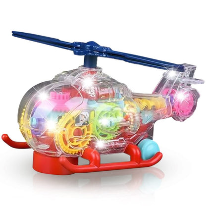 Baby Toy Transparent Gear Helicopter with 3D Light & Sound