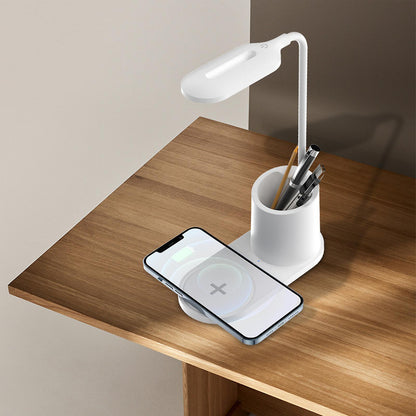 LED Eye-caring Lamp with Wireless Charger and Pen Holder