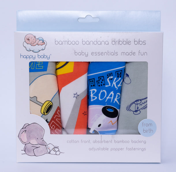 Happy Baby® Boy Bamboo Dribble Bibs 4pack