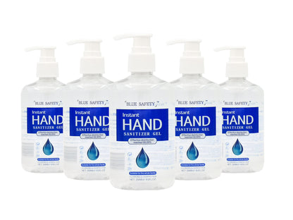 Blue Safety Hand Sanitizer Gel 250ml (Clear bottle) (Bulk 12pcs)