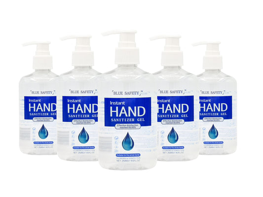 Blue Safety Hand Sanitizer Gel 250ml (Clear bottle) (Bulk 12pcs)