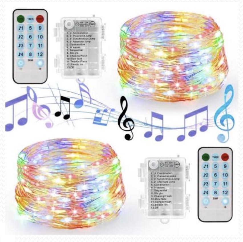 LED 10M 8 Function (Music Control) Copper Wire String Lights