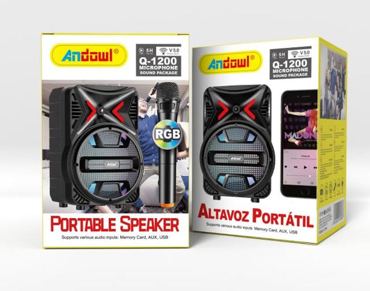 Andowl 12" Outdoor Wireless Karaoke Speaker with LED Display