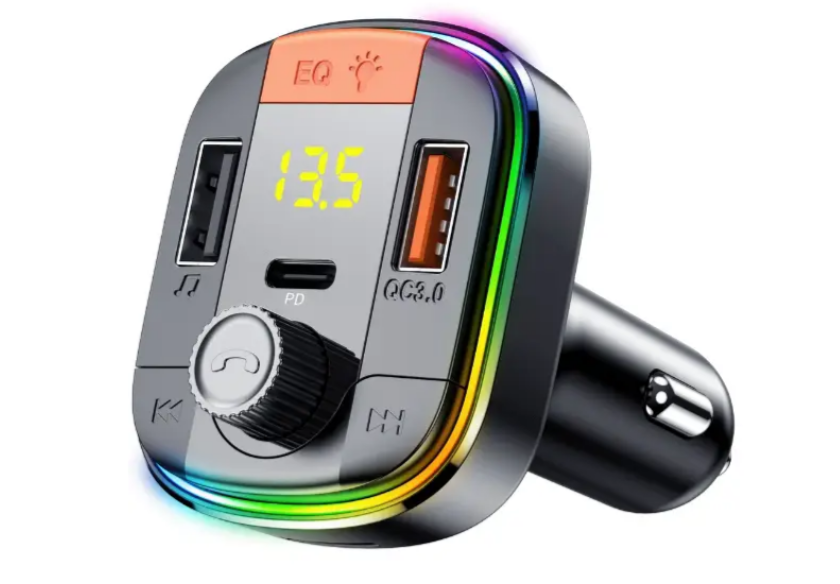 Car Mp3 Player Bluetooth 5.0 FM Transmitter with Dual USB Charging Support