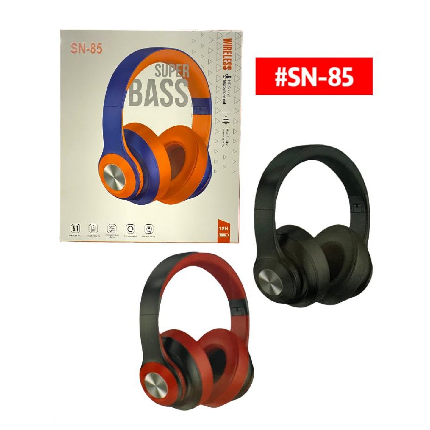 SN-85 Super Bass Wireless Bluetooth Headphones - V5.1