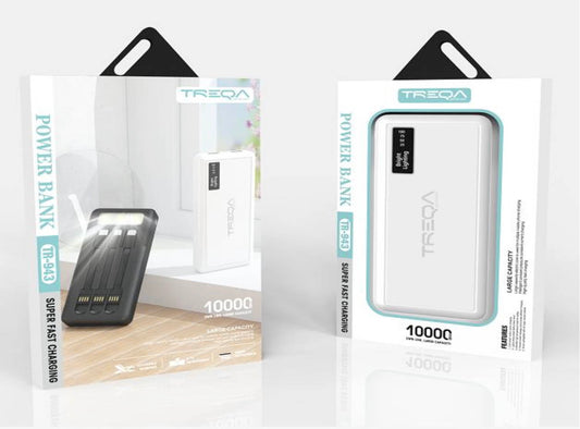 10000mAh Power Bank with built in 4 cables