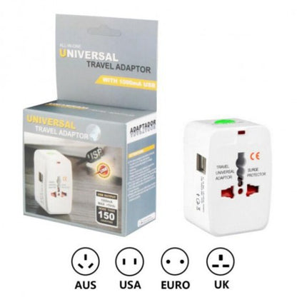 All in 1 Universal Travel Adapter with Built in USB Charger Ports 