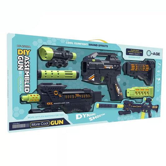 Electric DIY Assembled Toy Gun Set With Cool Gunfight Sound Effects