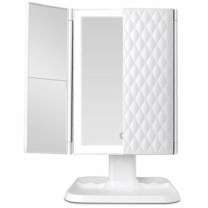 Rechargeable Trifold Vanity Mirror with 5x / 7x Magnifications